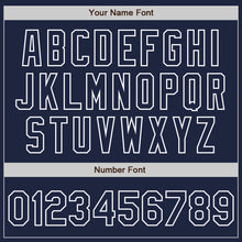 Load image into Gallery viewer, Custom Navy White Pinstripe White Authentic Two Tone Baseball Jersey
