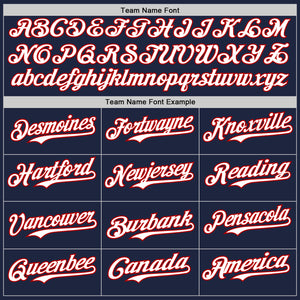 Custom Navy Red Pinstripe White Authentic Two Tone Baseball Jersey