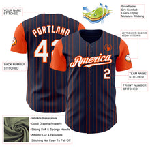 Load image into Gallery viewer, Custom Navy Orange Pinstripe White Authentic Two Tone Baseball Jersey
