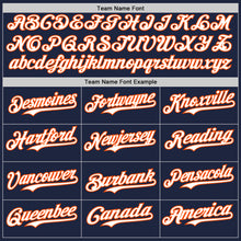 Load image into Gallery viewer, Custom Navy Orange Pinstripe White Authentic Two Tone Baseball Jersey
