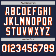 Load image into Gallery viewer, Custom Navy Orange Pinstripe White Authentic Two Tone Baseball Jersey
