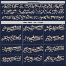 Load image into Gallery viewer, Custom Navy Cream Pinstripe Cream Authentic Two Tone Baseball Jersey
