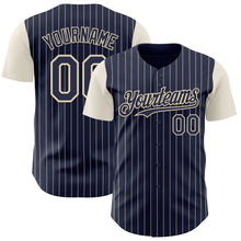 Load image into Gallery viewer, Custom Navy Cream Pinstripe Cream Authentic Two Tone Baseball Jersey
