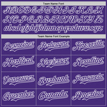Load image into Gallery viewer, Custom Purple White Pinstripe White Authentic Two Tone Baseball Jersey
