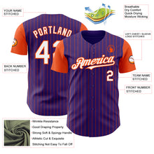 Load image into Gallery viewer, Custom Purple Orange Pinstripe White Authentic Two Tone Baseball Jersey
