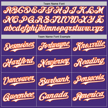 Load image into Gallery viewer, Custom Purple Orange Pinstripe White Authentic Two Tone Baseball Jersey
