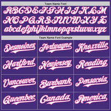 Load image into Gallery viewer, Custom Purple Pink Pinstripe White Authentic Two Tone Baseball Jersey
