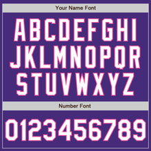 Load image into Gallery viewer, Custom Purple Pink Pinstripe White Authentic Two Tone Baseball Jersey
