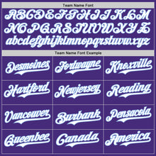 Load image into Gallery viewer, Custom Purple Light Blue Pinstripe White Authentic Two Tone Baseball Jersey
