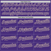 Load image into Gallery viewer, Custom Purple Cream Pinstripe Cream Authentic Two Tone Baseball Jersey

