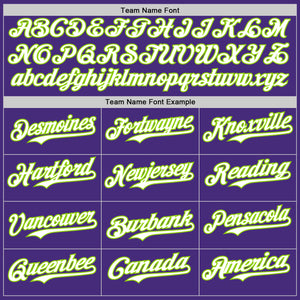 Custom Purple Neon Green Pinstripe White Authentic Two Tone Baseball Jersey