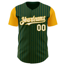 Load image into Gallery viewer, Custom Green Gold Pinstripe White Authentic Two Tone Baseball Jersey
