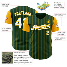 Load image into Gallery viewer, Custom Green Gold Pinstripe White Authentic Two Tone Baseball Jersey
