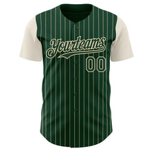 Load image into Gallery viewer, Custom Green Cream Pinstripe Cream Authentic Two Tone Baseball Jersey
