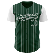 Load image into Gallery viewer, Custom Green White Pinstripe White Authentic Two Tone Baseball Jersey
