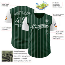Load image into Gallery viewer, Custom Green White Pinstripe White Authentic Two Tone Baseball Jersey
