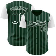 Load image into Gallery viewer, Custom Green White Pinstripe White Authentic Two Tone Baseball Jersey
