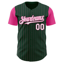 Load image into Gallery viewer, Custom Green Pink Pinstripe White Authentic Two Tone Baseball Jersey
