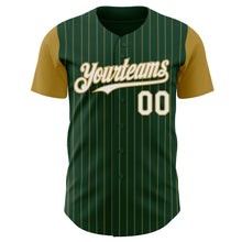 Load image into Gallery viewer, Custom Green Old Gold Pinstripe White Authentic Two Tone Baseball Jersey
