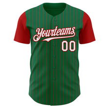 Load image into Gallery viewer, Custom Kelly Green Red Pinstripe White Authentic Two Tone Baseball Jersey
