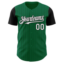 Load image into Gallery viewer, Custom Kelly Green Black Pinstripe White Authentic Two Tone Baseball Jersey
