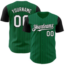 Load image into Gallery viewer, Custom Kelly Green Black Pinstripe White Authentic Two Tone Baseball Jersey
