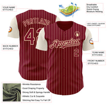 Load image into Gallery viewer, Custom Crimson Cream Pinstripe Cream Authentic Two Tone Baseball Jersey

