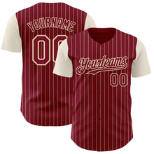 Load image into Gallery viewer, Custom Crimson Cream Pinstripe Cream Authentic Two Tone Baseball Jersey

