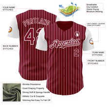 Load image into Gallery viewer, Custom Crimson White Pinstripe White Authentic Two Tone Baseball Jersey
