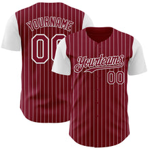 Load image into Gallery viewer, Custom Crimson White Pinstripe White Authentic Two Tone Baseball Jersey

