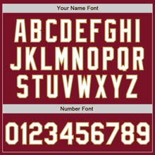 Load image into Gallery viewer, Custom Crimson Old Gold Pinstripe White Authentic Two Tone Baseball Jersey
