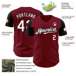 Custom Crimson Black Pinstripe White Authentic Two Tone Baseball Jersey