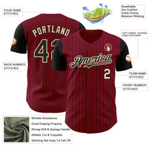 Laden Sie das Bild in den Galerie-Viewer, Custom Crimson Black Pinstripe Cream Authentic Two Tone Baseball Jersey
