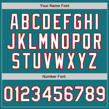 Load image into Gallery viewer, Custom Teal Red Pinstripe White Authentic Two Tone Baseball Jersey
