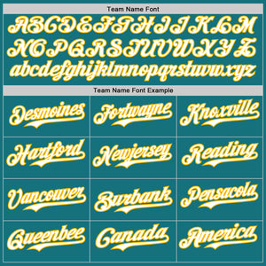 Custom Teal Gold Pinstripe White Authentic Two Tone Baseball Jersey