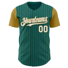 Charger l&#39;image dans la galerie, Custom Teal Old Gold Pinstripe White Authentic Two Tone Baseball Jersey
