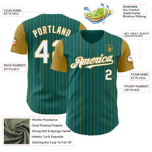 Charger l&#39;image dans la galerie, Custom Teal Old Gold Pinstripe White Authentic Two Tone Baseball Jersey
