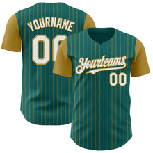 Charger l&#39;image dans la galerie, Custom Teal Old Gold Pinstripe White Authentic Two Tone Baseball Jersey
