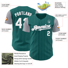 Load image into Gallery viewer, Custom Teal Gray Pinstripe White Authentic Two Tone Baseball Jersey
