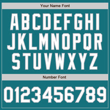Load image into Gallery viewer, Custom Teal Gray Pinstripe White Authentic Two Tone Baseball Jersey
