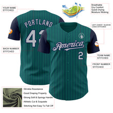 Charger l&#39;image dans la galerie, Custom Teal Navy Pinstripe Gray Authentic Two Tone Baseball Jersey
