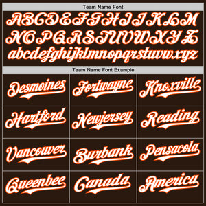Custom Brown Orange Pinstripe White Authentic Two Tone Baseball Jersey