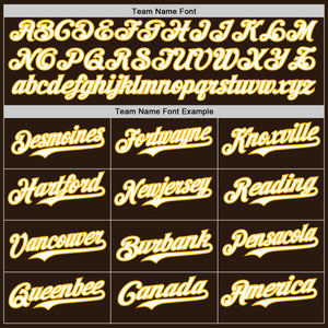 Custom Brown Gold Pinstripe White Authentic Two Tone Baseball Jersey