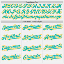 Load image into Gallery viewer, Custom White Neon Pink Aqua-Gold Authentic Two Tone Baseball Jersey
