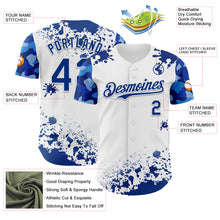 Charger l'image dans la galerie, Custom White Royal Splatter Camo Two Tone Authentic Baseball Jersey

