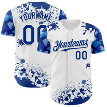 Charger l'image dans la galerie, Custom White Royal Splatter Camo Two Tone Authentic Baseball Jersey
