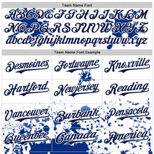 Laden Sie das Bild in den Galerie-Viewer, Custom White Navy Splatter Camo Two Tone Authentic Baseball Jersey
