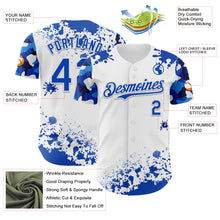 Charger l'image dans la galerie, Custom White Thunder Blue Splatter Camo Two Tone Authentic Baseball Jersey
