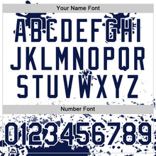 Laden Sie das Bild in den Galerie-Viewer, Custom White Navy-Teal Splatter Camo Two Tone Authentic Baseball Jersey

