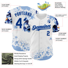 Laden Sie das Bild in den Galerie-Viewer, Custom White Royal-Light Blue Splatter Camo Two Tone Authentic Baseball Jersey
